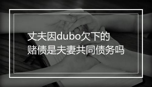 丈夫因dubo欠下的赌债是夫妻共同债务吗