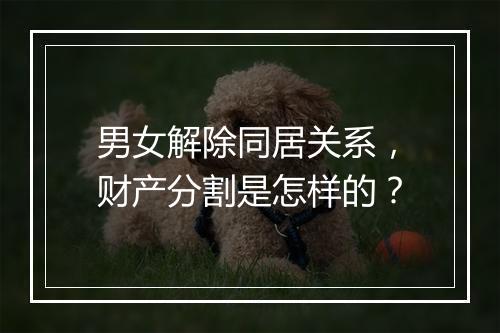 男女解除同居关系，财产分割是怎样的？