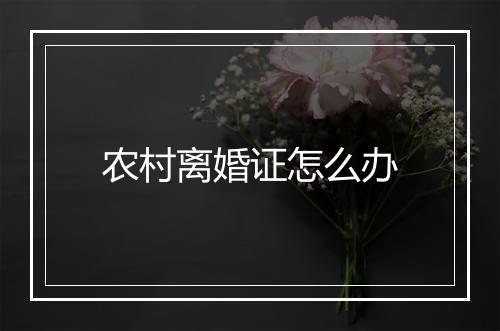 农村离婚证怎么办