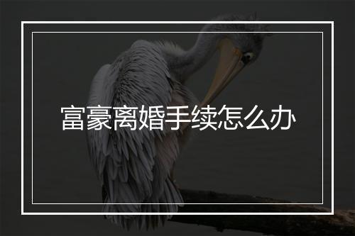 富豪离婚手续怎么办