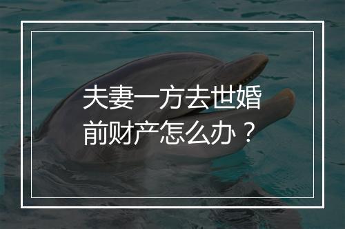 夫妻一方去世婚前财产怎么办？