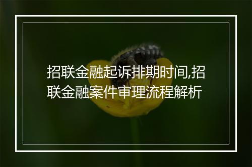 招联金融起诉排期时间,招联金融案件审理流程解析