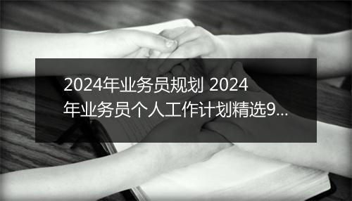2024年业务员规划 2024年业务员个人工作计划精选9篇