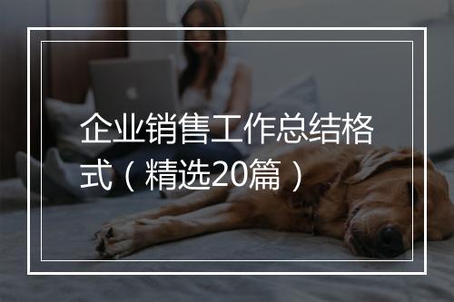 企业销售工作总结格式（精选20篇）