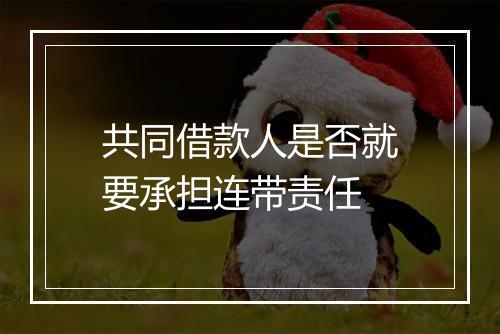 共同借款人是否就要承担连带责任