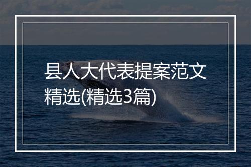 县人大代表提案范文精选(精选3篇)