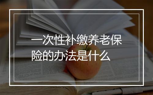 一次性补缴养老保险的办法是什么