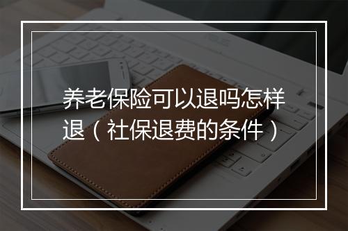 养老保险可以退吗怎样退（社保退费的条件）