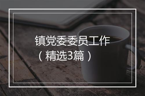 镇党委委员工作（精选3篇）