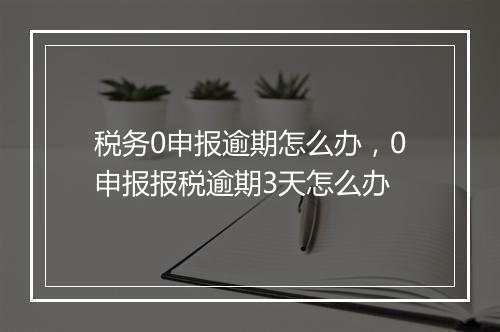 税务0申报逾期怎么办，0申报报税逾期3天怎么办