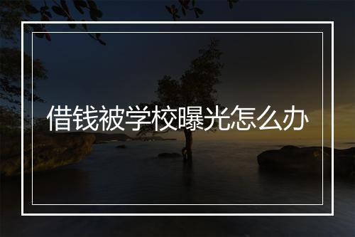 借钱被学校曝光怎么办