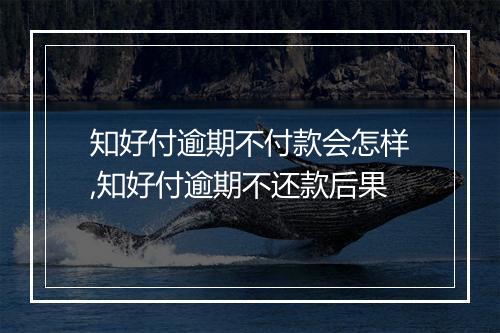 知好付逾期不付款会怎样,知好付逾期不还款后果