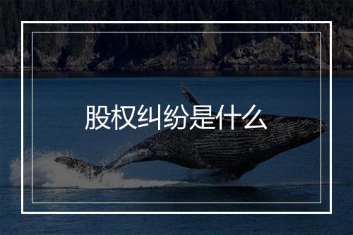股权纠纷是什么