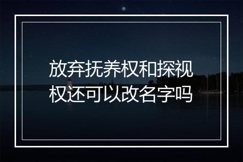 放弃抚养权和探视权还可以改名字吗