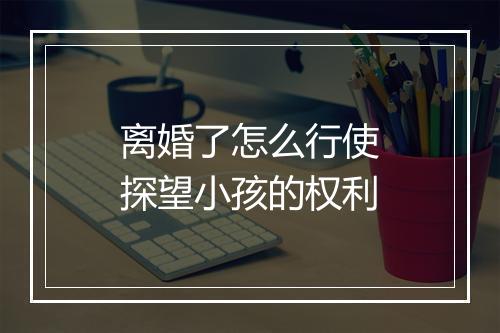 离婚了怎么行使探望小孩的权利