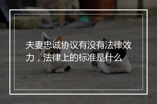 夫妻忠诚协议有没有法律效力，法律上的标准是什么