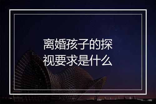 离婚孩子的探视要求是什么