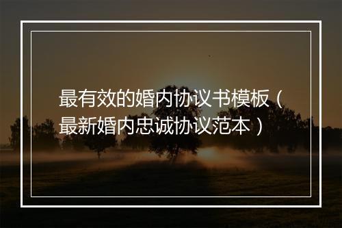 最有效的婚内协议书模板（最新婚内忠诚协议范本）