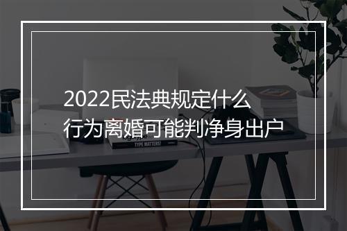 2022民法典规定什么行为离婚可能判净身出户