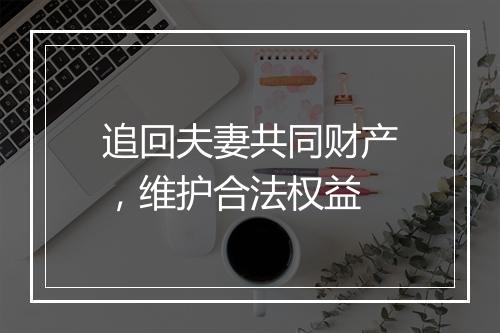追回夫妻共同财产，维护合法权益