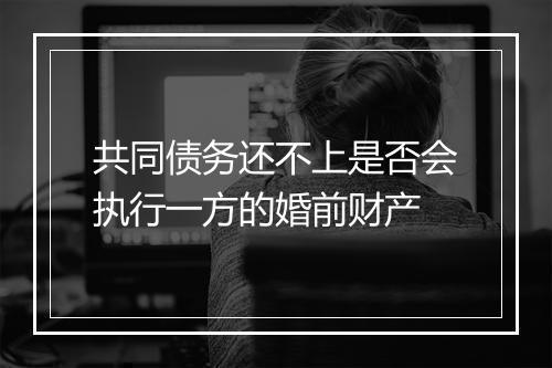 共同债务还不上是否会执行一方的婚前财产