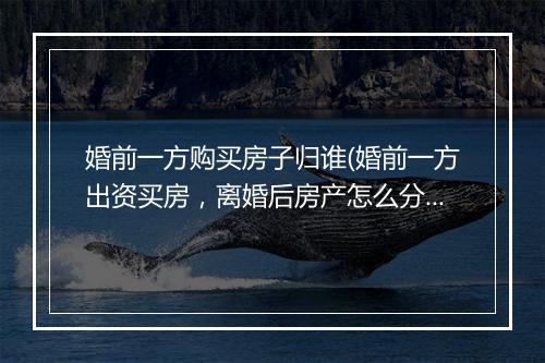 婚前一方购买房子归谁(婚前一方出资买房，离婚后房产怎么分割)