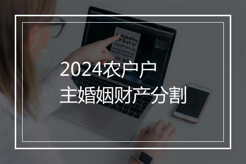 2024农户户主婚姻财产分割