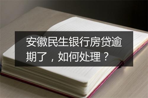 安徽民生银行房贷逾期了，如何处理？