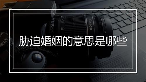 胁迫婚姻的意思是哪些