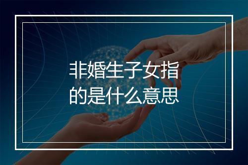 非婚生子女指的是什么意思