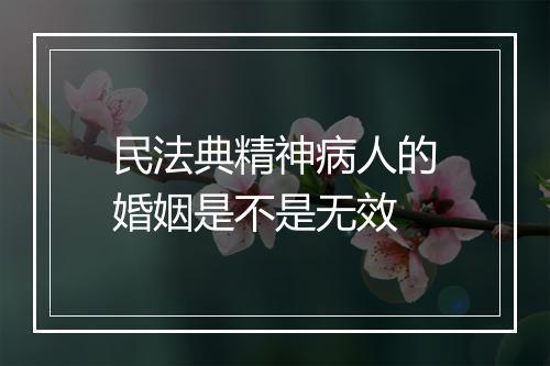 民法典精神病人的婚姻是不是无效