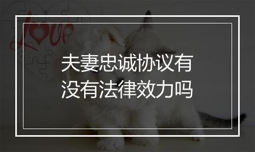 夫妻忠诚协议有没有法律效力吗