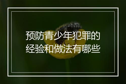 预防青少年犯罪的经验和做法有哪些