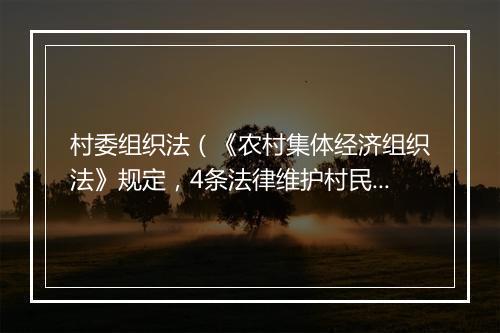 村委组织法（《农村集体经济组织法》规定，4条法律维护村民权益）