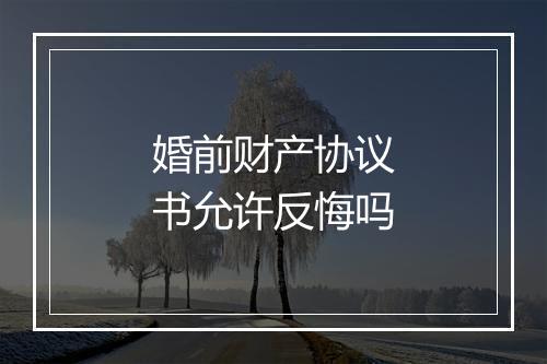 婚前财产协议书允许反悔吗