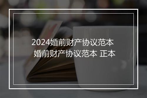 2024婚前财产协议范本 婚前财产协议范本 正本