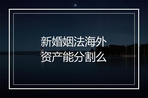 新婚姻法海外资产能分割么