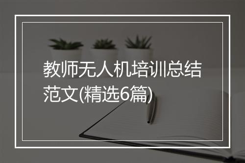 教师无人机培训总结范文(精选6篇)