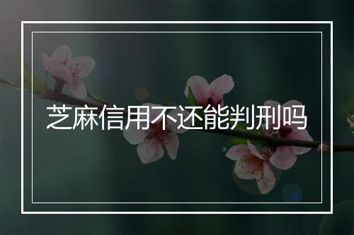 芝麻信用不还能判刑吗