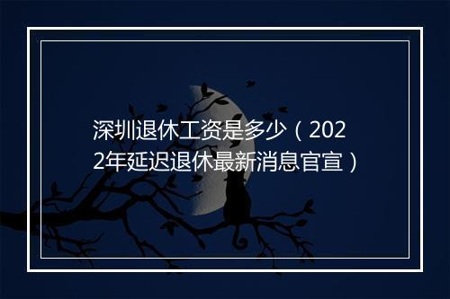 深圳退休工资是多少（2022年延迟退休最新消息官宣）