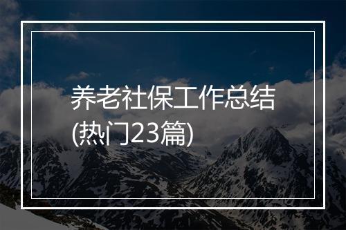 养老社保工作总结(热门23篇)