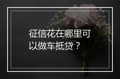 征信花在哪里可以做车抵贷？