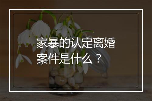 家暴的认定离婚案件是什么？