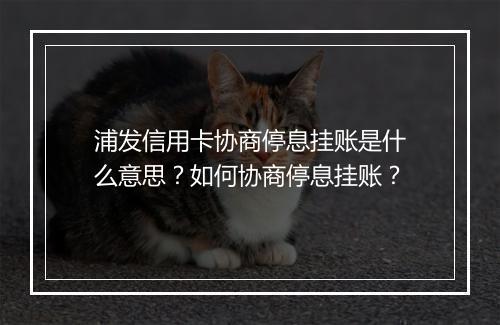 浦发信用卡协商停息挂账是什么意思？如何协商停息挂账？