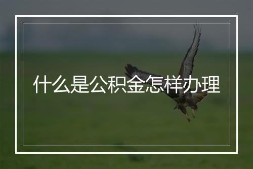 什么是公积金怎样办理