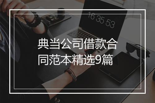 典当公司借款合同范本精选9篇