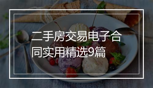 二手房交易电子合同实用精选9篇