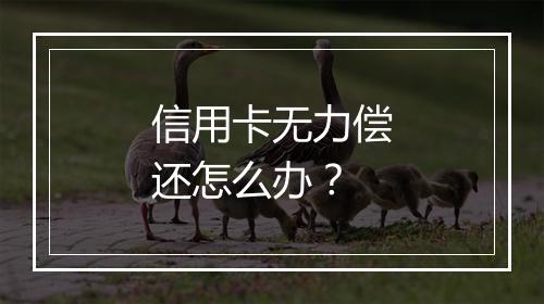信用卡无力偿还怎么办？