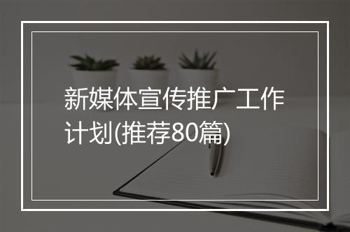 新媒体宣传推广工作计划(推荐80篇)