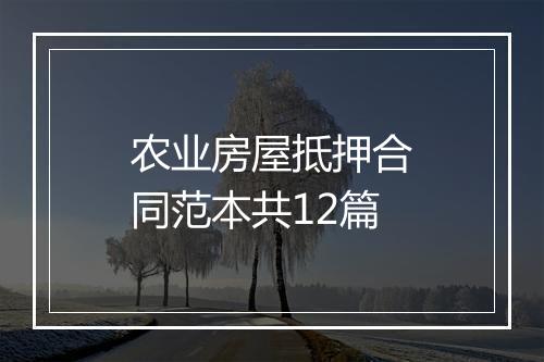 农业房屋抵押合同范本共12篇